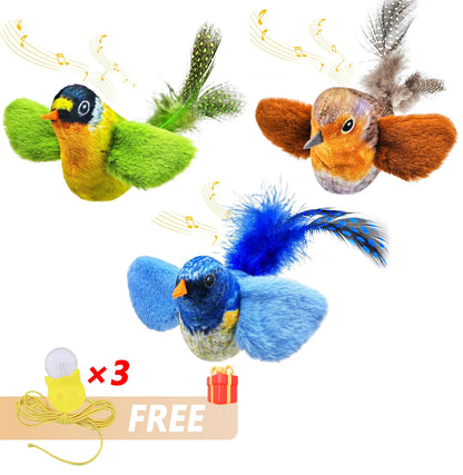 Interactive Cat Teaser Toy - Wall Hanging Birds with Catnip & Sounds for Endless Fun!