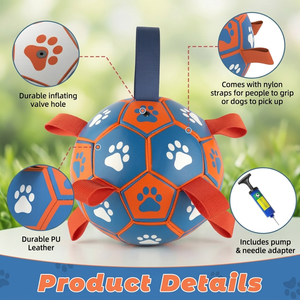 Ultimate Interactive Dog Football Toy with Durable Woven Strap - Perfect for Indoor & Outdoor Fun for All Dog Sizes!